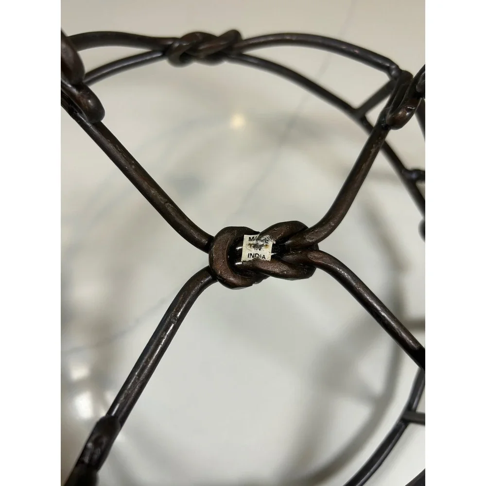Wrought Iron 9 inch circle trivet dish Holder stand Brown Rustic Knot Decor